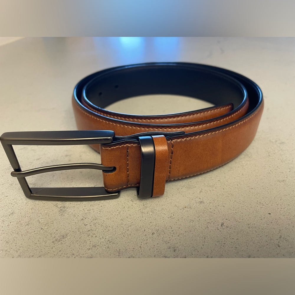 Brown leather dress belt